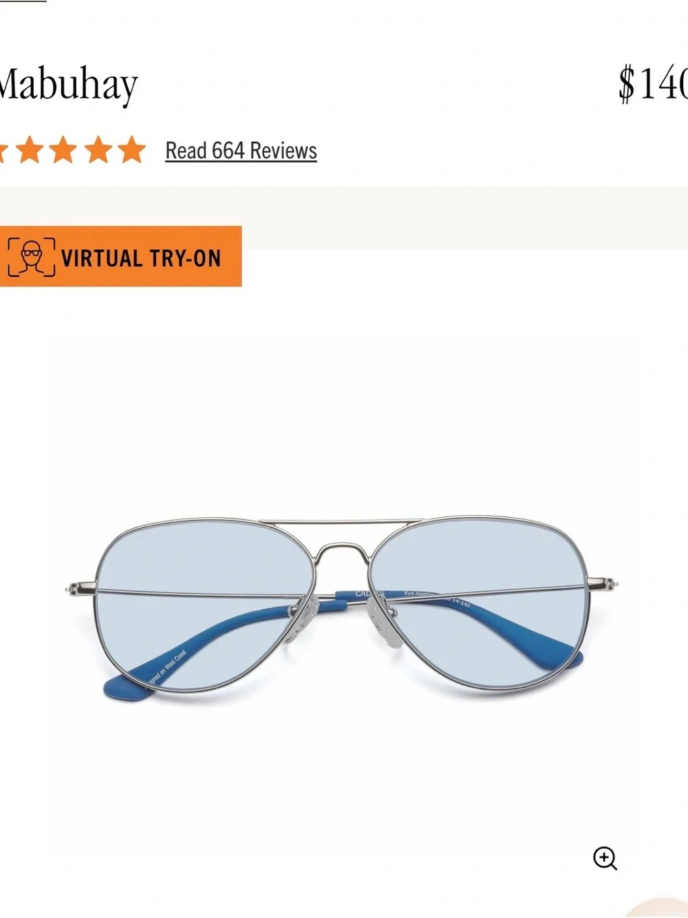 CADDIS silver aviator blue lens. +1 reader lens MABUHAY  aviator. $140 Msrp